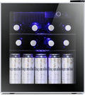 Antarctic Star 1.6cu.ft Wine Cooler/Cabinet Beverage Refrigerator Small Mini Red & White Wine Cellar Beer Soda Clear Front Glass Door Counter Top Bar Fridge Quiet Operation Compressor Adjust Temperature Freestanding…