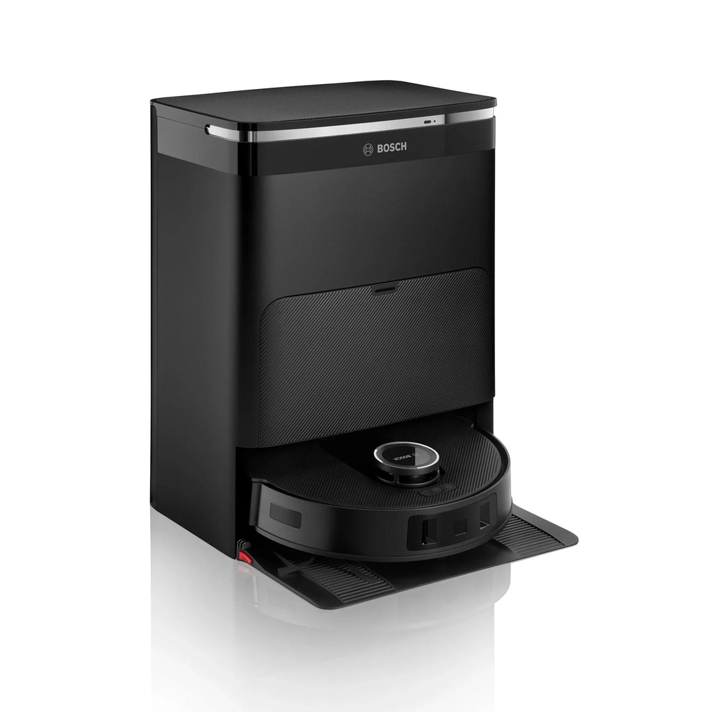 Bosch Spotless Max Robot sprzątający z funkcją mopowania, moc ssania 11 000 Pa, wysuwana nakładka mopującą, stacja czyszczącą, nawigacją Smart Vision, aplikacja Bosch Home Connect, BCRDW3B, czarny