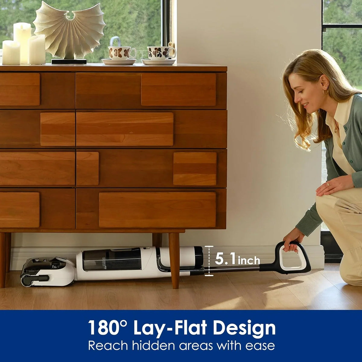 Tineco Floor ONE Switch S6 Stretch Odkurzacze na sucho i mokro, 180° Lay-Flat, zapobiegająca splątaniu, samooczyszczanie, czas pracy 65 min, czyszczenie dwóch krawędzi, czyszczenie całego domu