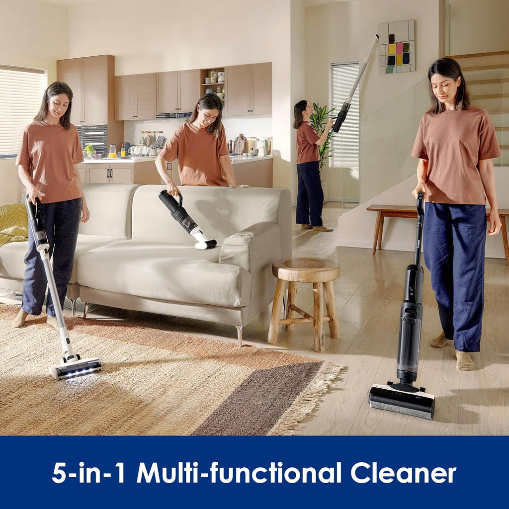 Tineco Floor ONE Switch S6 Stretch Odkurzacze na sucho i mokro, 180° Lay-Flat, zapobiegająca splątaniu, samooczyszczanie, czas pracy 65 min, czyszczenie dwóch krawędzi, czyszczenie całego domu