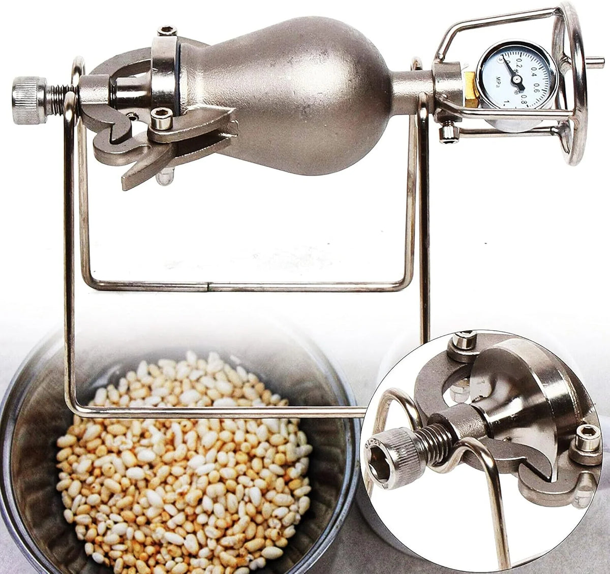 Mini maszyna do popcornu, maszyna do popcornu z ręczną korbką, popcorn popcorn z miernikiem, powolne zwiększanie ogrzewania ogniowego, duże 260 ml ，Maszyna do popcornu(Large 260ml)