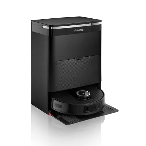 Bosch Spotless Max Robot sprzątający z funkcją mopowania, moc ssania 11 000 Pa, wysuwana nakładka mopującą, stacja czyszczącą, nawigacją Smart Vision, aplikacja Bosch Home Connect, BCRDW3B, czarny