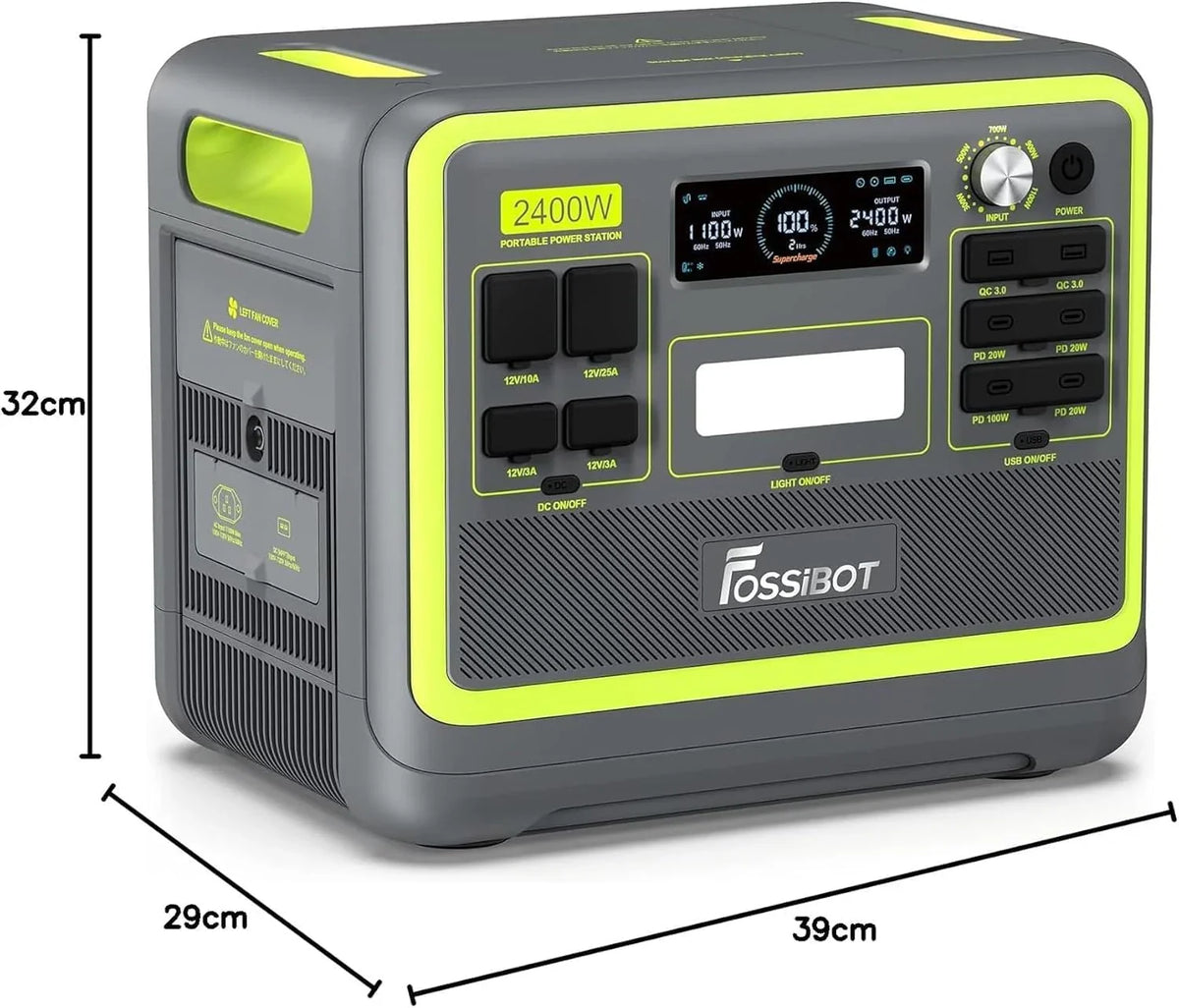 FOSSIBOT-Polska Elektrownia stacja zasilania F2400 paneli słonecznych 420 W, 2048Wh 2400W APP XT90, stacja kempingowa, podróż, szybkie płukanie 1,5 godziny, 5 letnia gwarancja producenta
