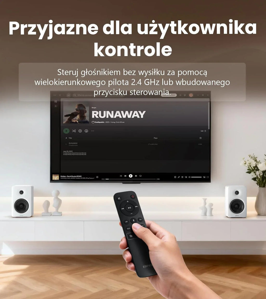 Edifier M90 Głośniki półkowe, 100W RMS Lauta Stacjonarne, Hi-Res Audio, LDAC, Bluetooth 6.0 Lauta Kompaktowe, HDMI eARC/USB-C/AUX Wejście, SUB OUT Lauta Zasilane, Stereokontrolka do TV/PC - biały