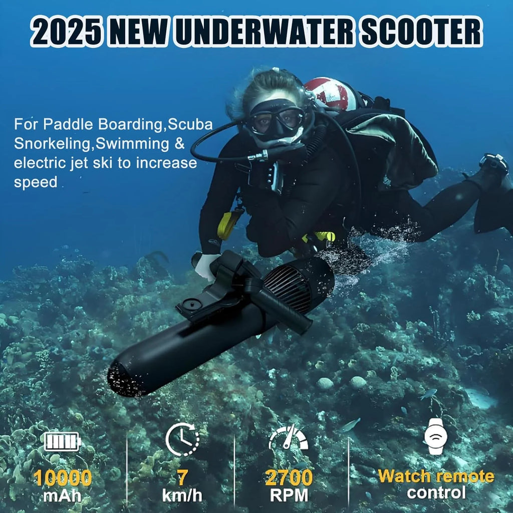 Elektryczny Skuter Podwodny 500 W,Skuter Do Nurkowania I Snorkelingu Na Głębokość 40 M,Silnik Bezszczotkowy,Prędkość 3-7 Km/H, Zasięg 120 Minut | Skuter Wodny Do Basenu, Morski 10000mAh