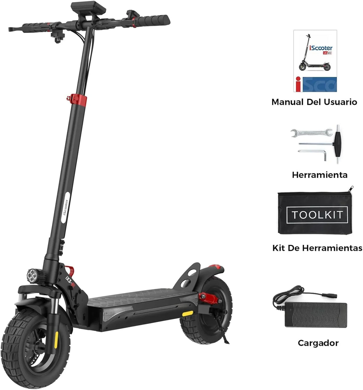 iScooter ix3 hulajnoga elektryczna dla dorosłych, bateria 480WH, maksymalna autonomia 40 km, składana hulajnoga elektryczna, sterowanie aplikacją, ładowanie 120 kg, regulowana kierownica, czterokrotne