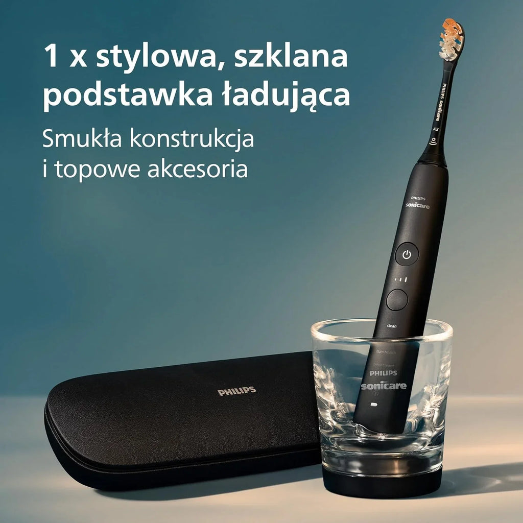 Elektryczna szczoteczka Philips Sonicare DiamondClean Smart 9400, soniczna szczoteczka do zębów z aplikacją, czujnik nacisku, 4 tryby szczotkowania i 3 poziomy intensywności, kolor czarny, HX9918/89