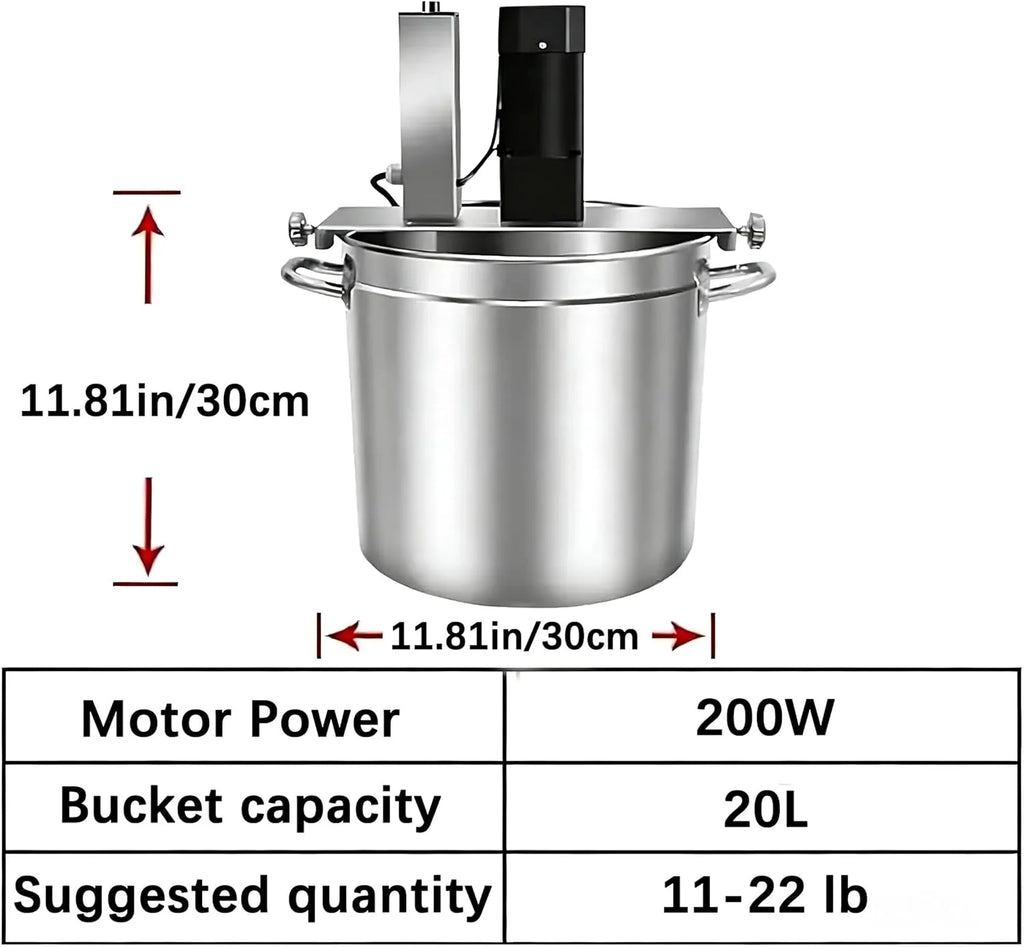 Automatyczny Mikser Kuchenny, Komercyjny, Regulowany Prędkość, Stabilny Skrobak, Silnik z Czystej Miedzi 200 W, Stal Nierdzewna 304 Stal Nierdzewna,Do Użytku Komercyjnego/Kuchennego. 20L