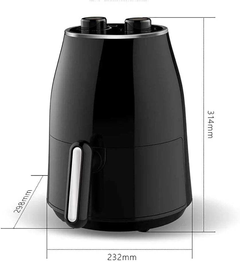 Frytkownica powietrzna o mocy 1230 W, wykorzystuje zasadę grzania z cyrkulacją powietrza, Kuchenka bezolejowa z inteligentnym pokrętłem jest łatwa w obsłudze, Mini frytownica domowa może być używana