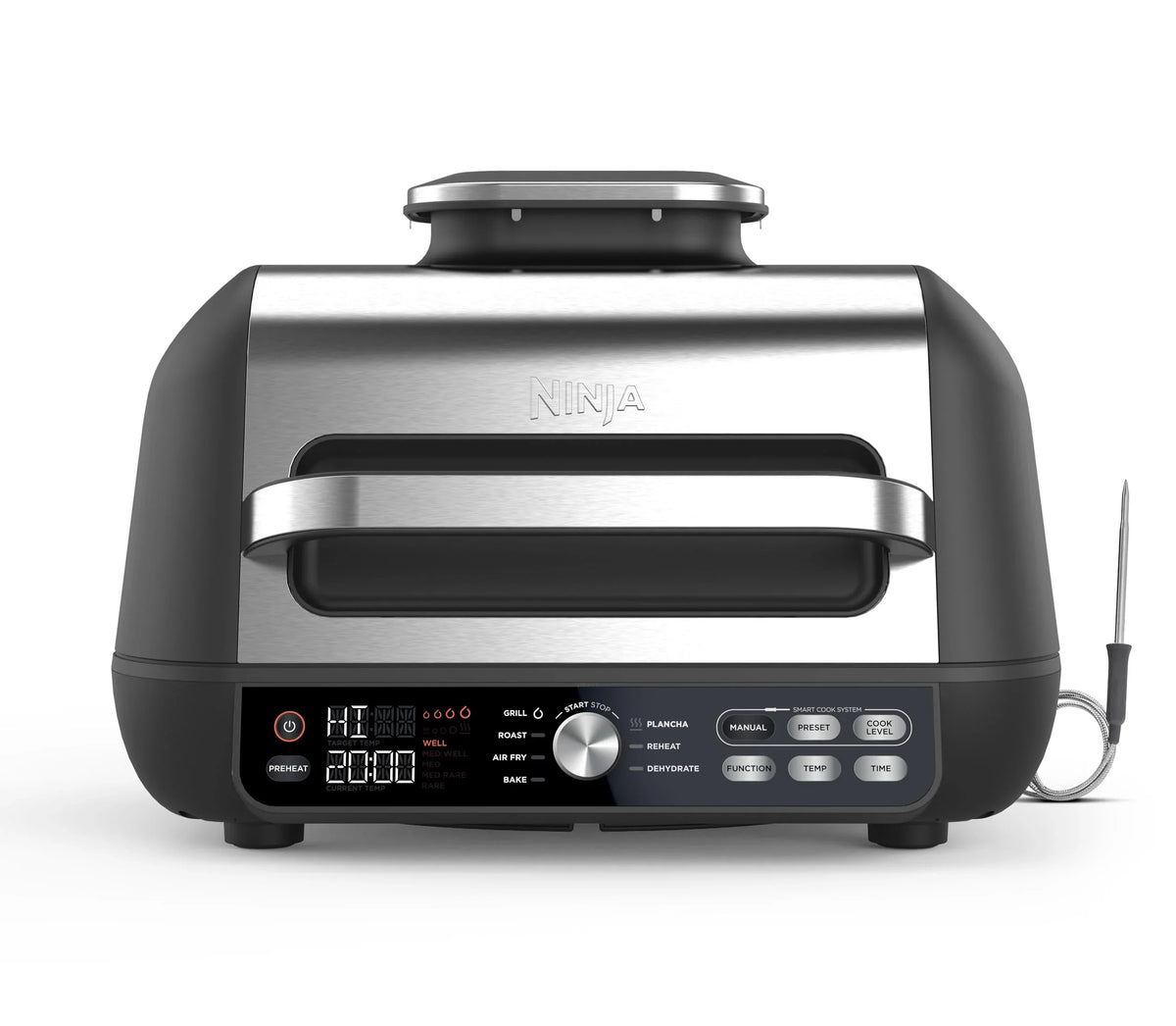 Ninja Foodi Grill i Frytkownica beztluszczowa, 5,7 l, smażenie bez oleju, grilowanie, pieczenie, ciasta i więcej, 5 funkcji gotowania, części bezpieczne do mycia w zmywarce, czarno/srebrna, AG301EU