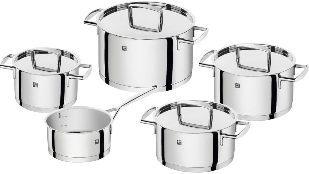 ZWILLING Kochtopf-Set, 5-tlg., 4 Deckel, Induktionsgeeignet, Edelstahl, Passion