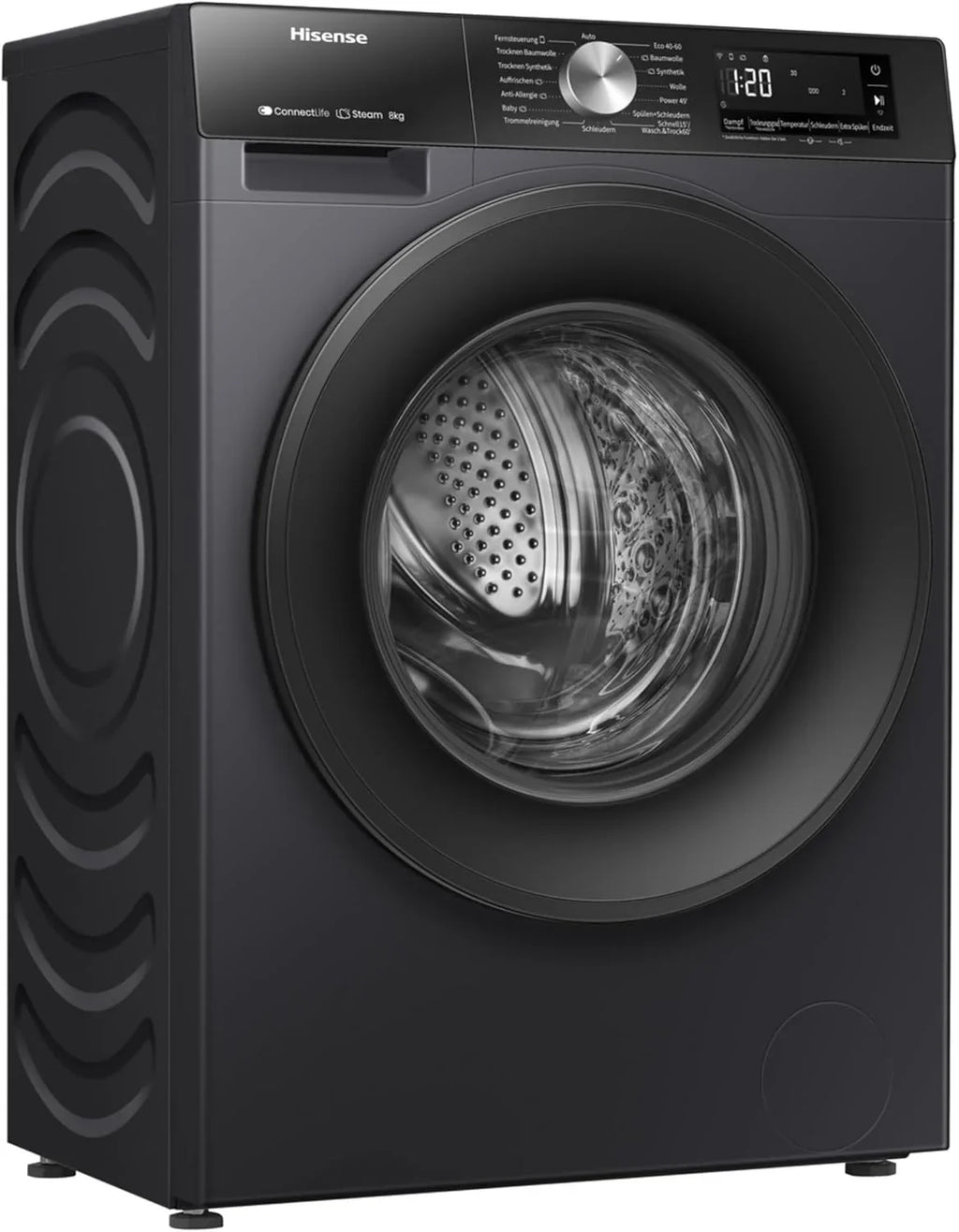 Hinsense WD3S8043BB3 pralko-suszarka ConnectLife /16 programów/8 kg, 54 litry/1400 obr./min/funkcja pary/JetWash/program antyalergiczny/program automatyczny/Eco Wash/Odświeżanie pary/wełna/EEK A-D