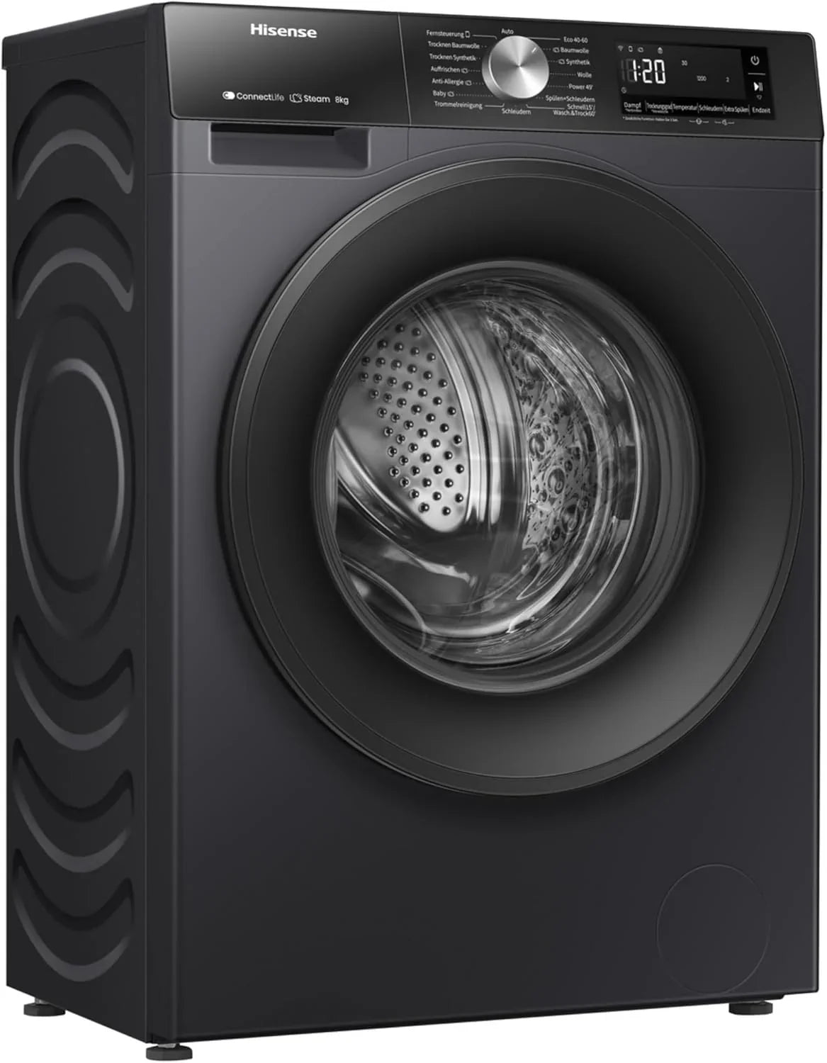 Hinsense WD3S8043BB3 pralko-suszarka ConnectLife /16 programów/8 kg, 54 litry/1400 obr./min/funkcja pary/JetWash/program antyalergiczny/program automatyczny/Eco Wash/Odświeżanie pary/wełna/EEK A-D