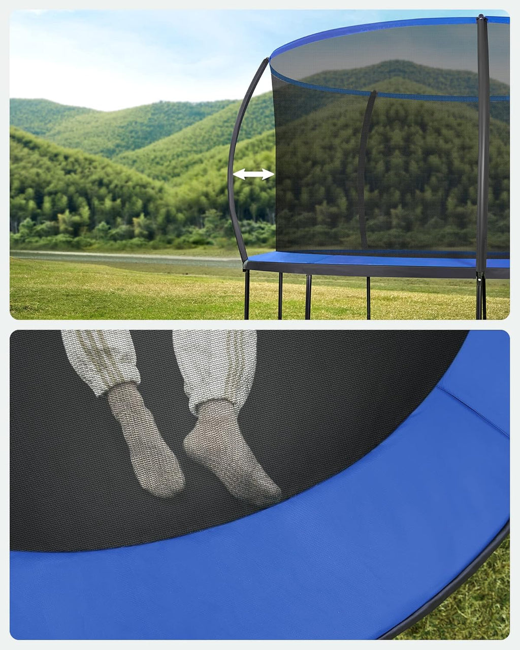 SONGMICS Trampolina dziecięca, siatka ochronna, poduszki bezpieczeństwa, drabina, stalowa rama