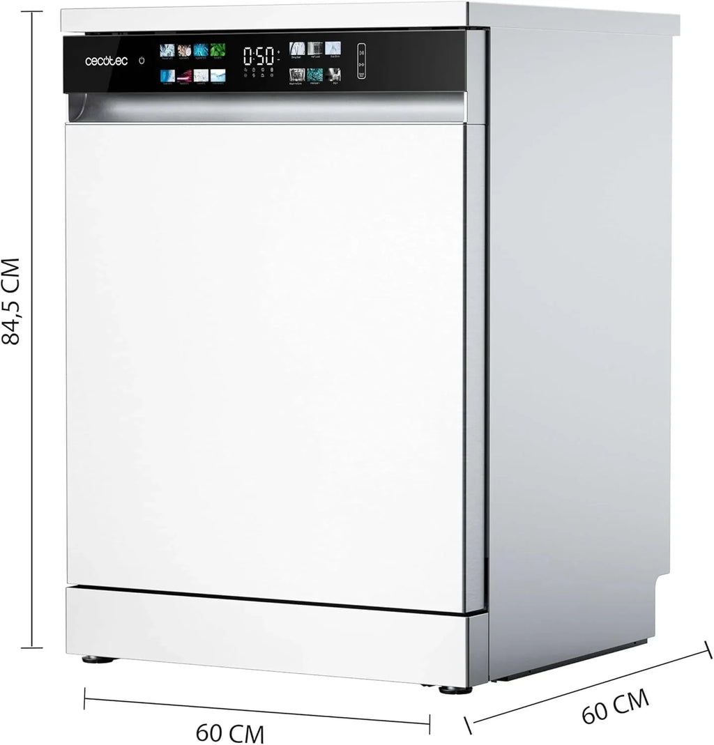 Cecotec Zmywarka do zabudowy Bolero Aguazero 6210 D. 60 cm, 15 koców, klasa D, Display Color, trzecia taca, 14 programów, podwójna strefa, elektroniczny Aquastop, Dry +, regulowana taca, AutoClean