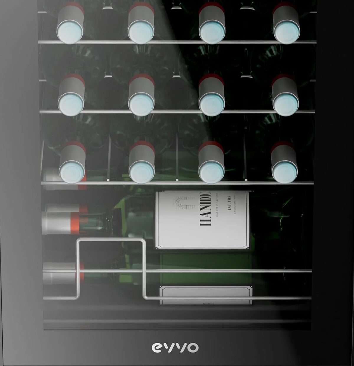 EVVO VT24 szafka na wino, 24 butelki, cicha chłodziarka do wina, mała lodówka do wina, mini lodówka do wina, mini mini lodówka, pionowy stojak na wino