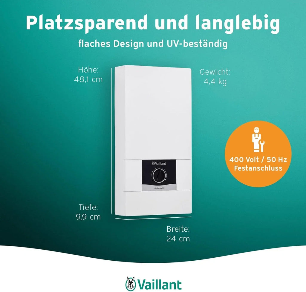 Vaillant Ved E 21/8 Podgrzewacz Wody, Biały/Czarny, 9,9 cm x 48,1 cm x 24 cm