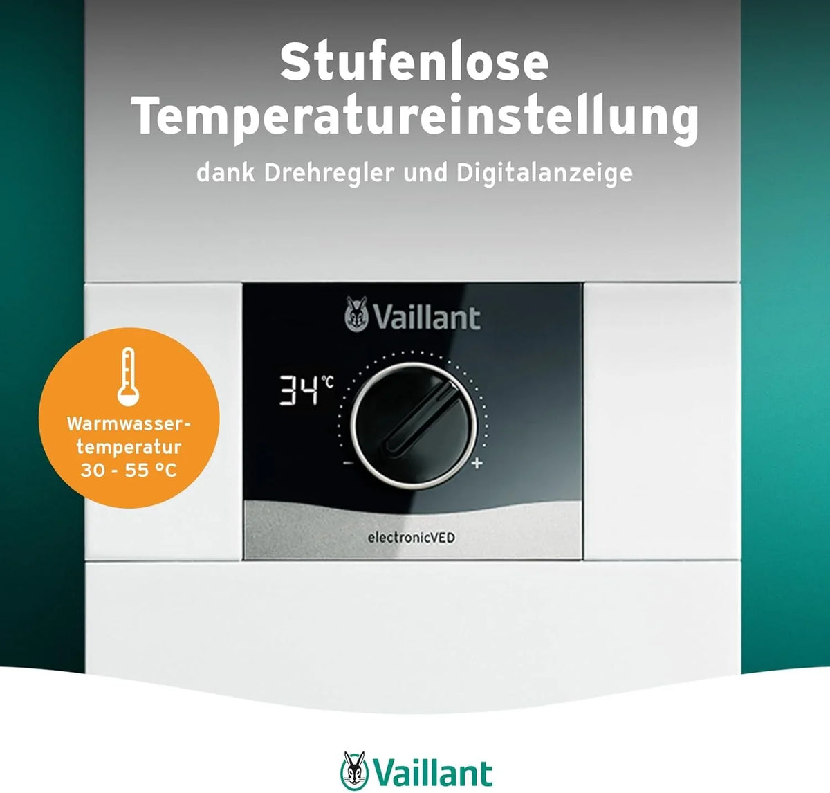 Vaillant Ved E 21/8 Podgrzewacz Wody, Biały/Czarny, 9,9 cm x 48,1 cm x 24 cm
