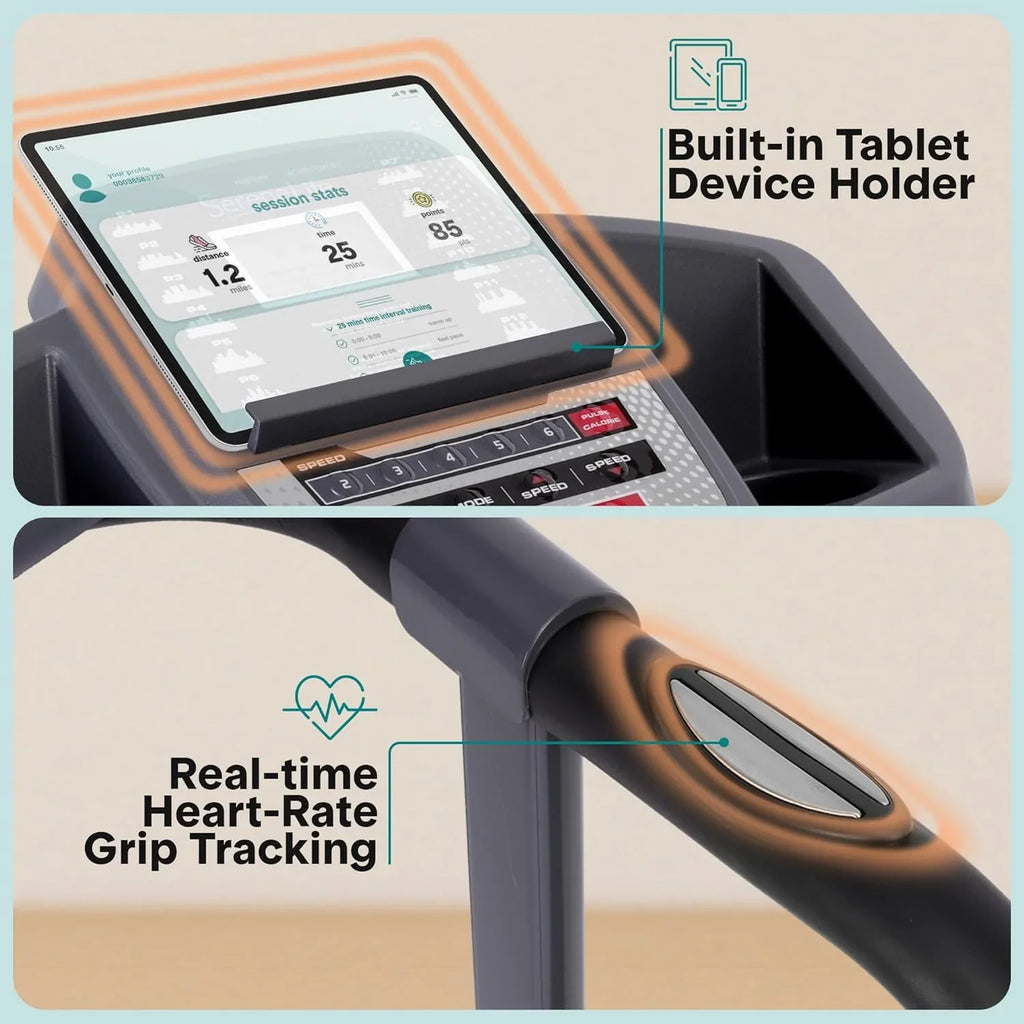 SereneLife Bieżnia do domu – składana podkładka do biegania, z wyświetlaczem LED, Treadmill for Home, Bluetooth App Sync, Digital Fitness, Walkpad z nachyleniem, do 10 km/h