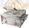 Frytkownica gazowa komercyjna, podwójna, ze stali nierdzewnej, z wyjmowanymi koszami i regulowaną mocą ognia do kuchni restauracyjnej