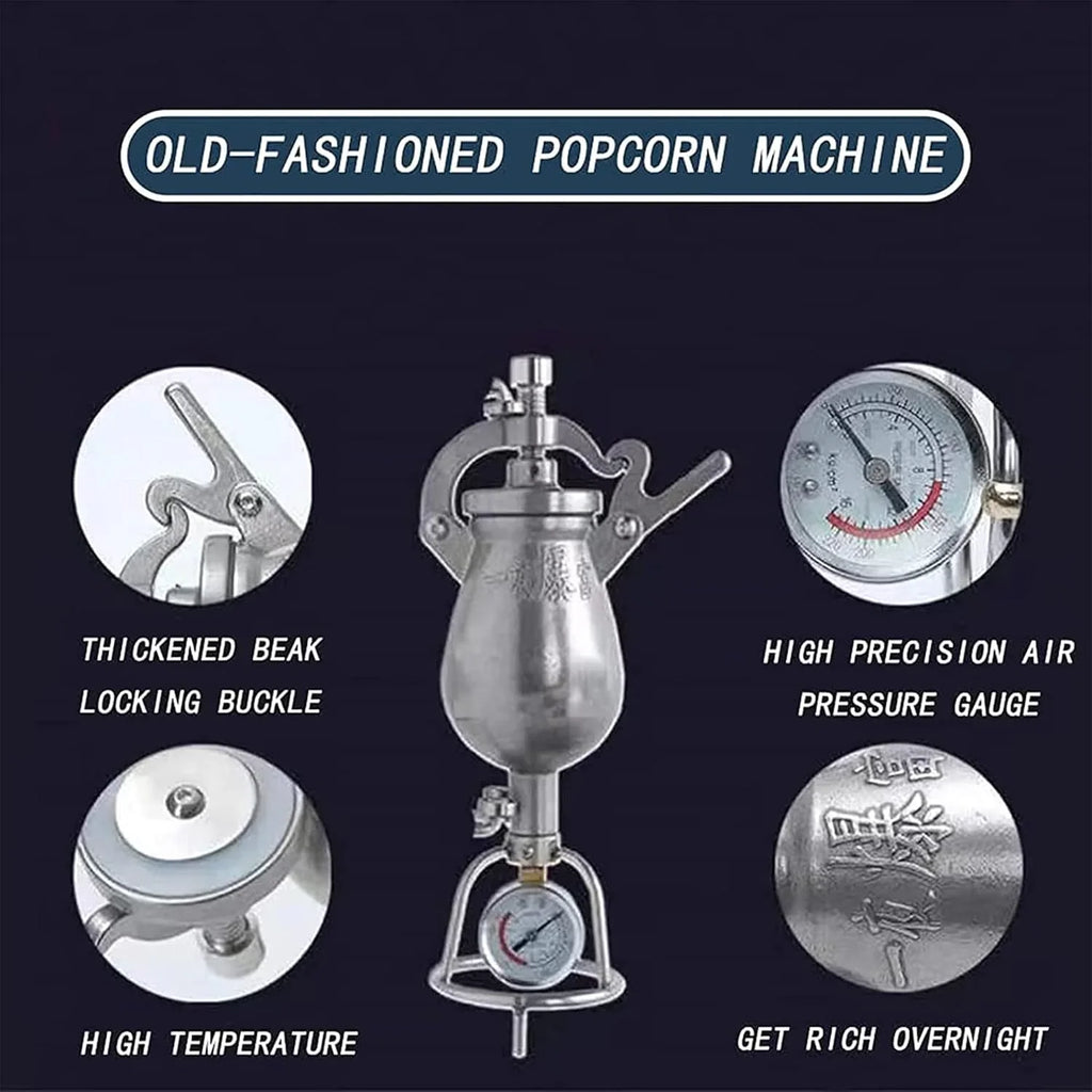 Mini maszyna do popcornu, maszyna do popcornu z ręczną korbką, popcorn popcorn z miernikiem, powolne zwiększanie ogrzewania ogniowego, duże 260 ml ，Maszyna do popcornu(Large 260ml)