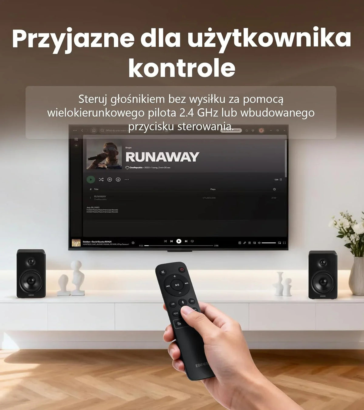 Edifier M90 Głośniki półkowe, 100W RMS Lauta Stacjonarne, Hi-Res Audio, LDAC, Bluetooth 6.0 Lauta Kompaktowe, HDMI eARC/USB-C/AUX Wejście, SUB OUT Lauta Zasilane, Stereokontrolka do TV/PC - biały