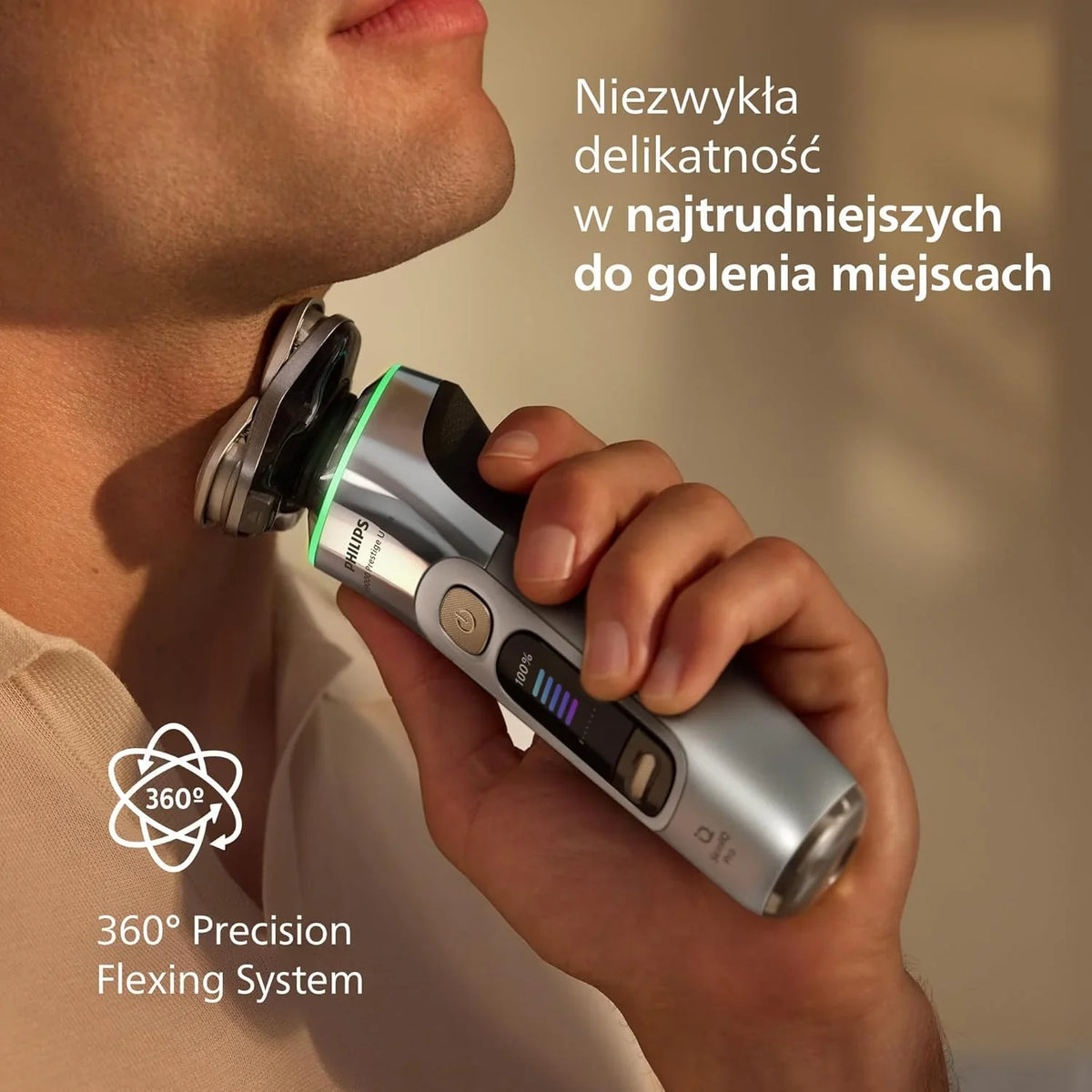 Philips Shaver i9000 Prestige Ultra, golarka elektryczna do golenia na sucho i mokro z technologią Skin IQ Pro, System Triple Lift & Cut, obrotowe 360º ostrza, 5 trybów golenia, Model XP9404/38