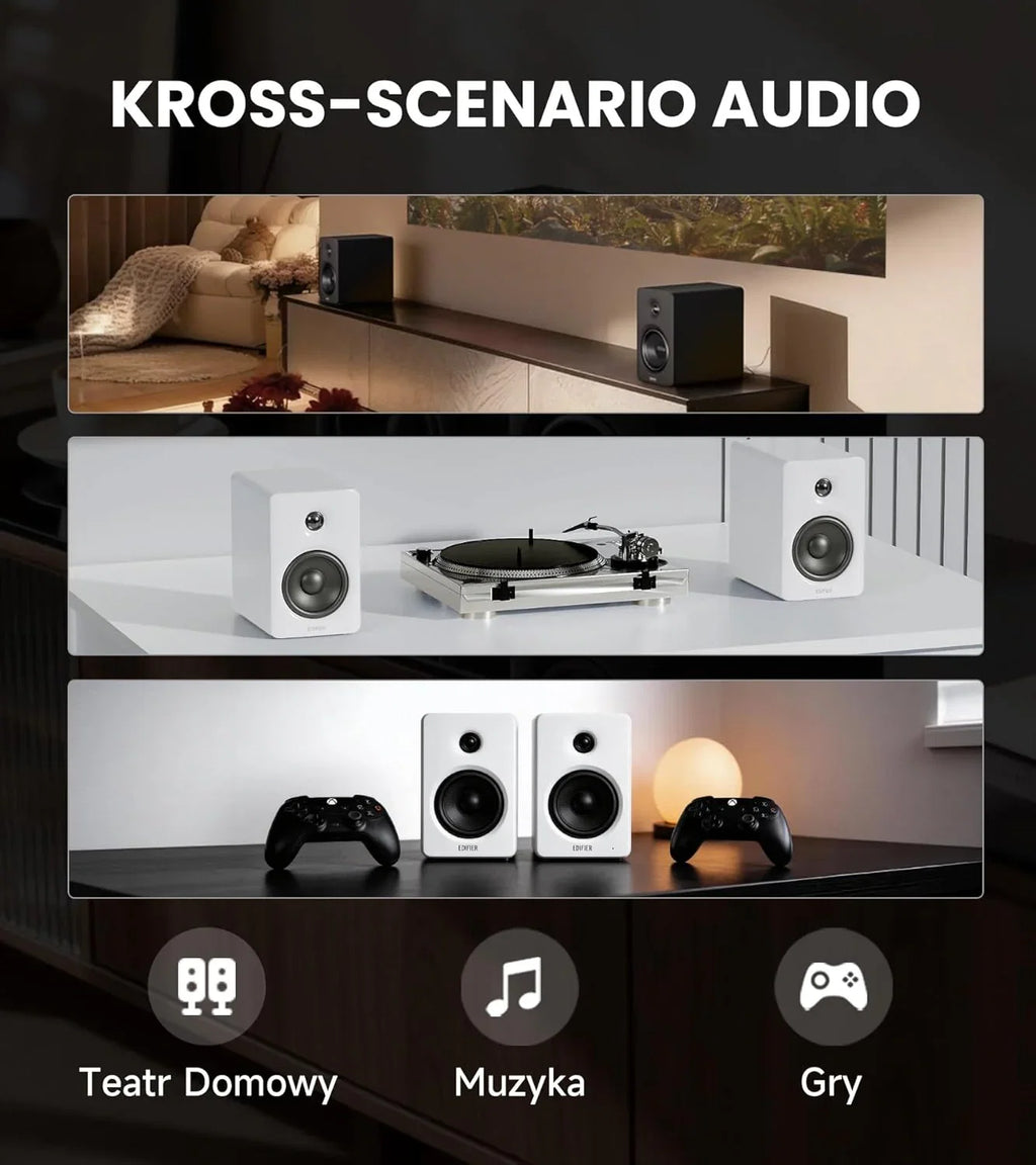 Edifier M90 Głośniki półkowe, 100W RMS Lauta Stacjonarne, Hi-Res Audio, LDAC, Bluetooth 6.0 Lauta Kompaktowe, HDMI eARC/USB-C/AUX Wejście, SUB OUT Lauta Zasilane, Stereokontrolka do TV/PC - biały
