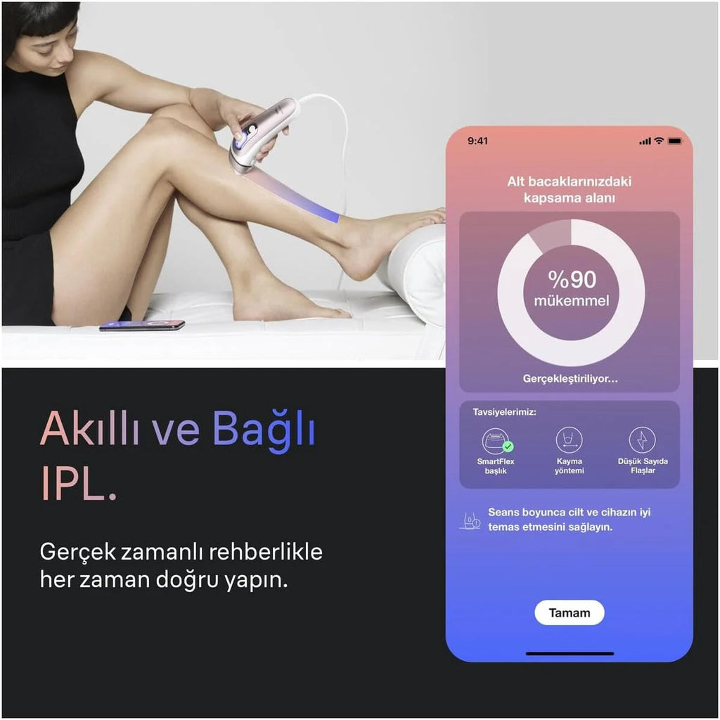 Braun Lumiere Pulsee Intelligent Skin i·expert PL7431, biały i brązowy - domowa alternatywa dla lasera, przewodowa, z kieszenią, brzytwą Gillette Venus, 4 głowice, podłączony do aplikacji
