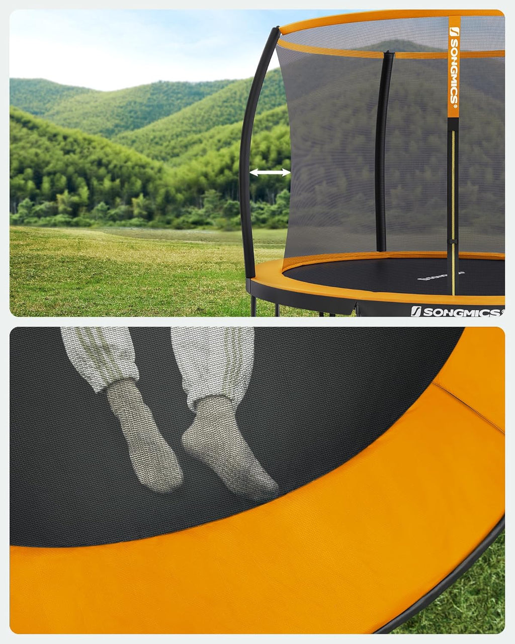 SONGMICS Trampolina dziecięca, siatka ochronna, poduszki bezpieczeństwa, drabina, stalowa rama