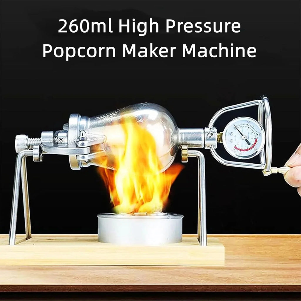 Mini maszyna do popcornu, maszyna do popcornu z ręczną korbką, popcorn popcorn z miernikiem, powolne zwiększanie ogrzewania ogniowego, duże 260 ml ，Maszyna do popcornu(Large 260ml)