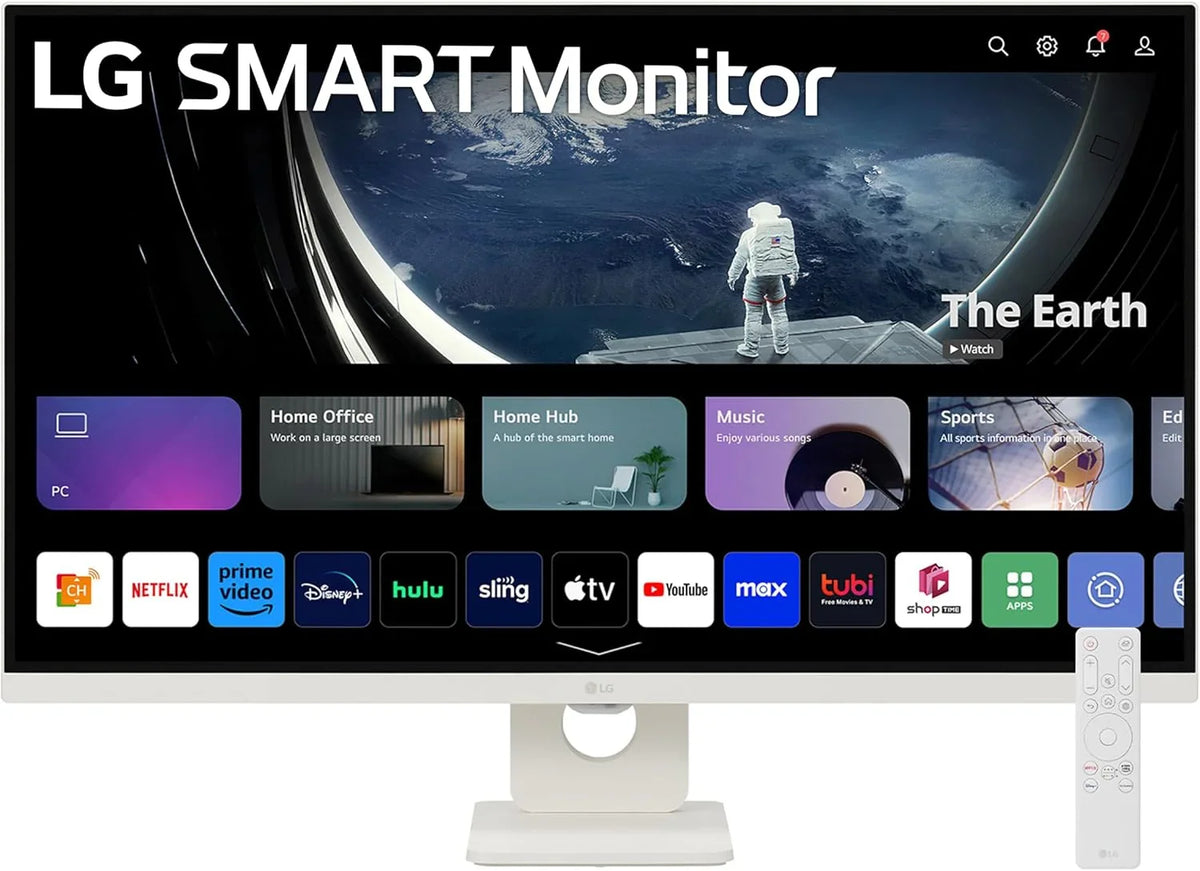 LG 32U721SA-W.AEU, inteligentny monitor, 32, 4K UHD (3840 x 2160), HDR10, IPS, webOS 24, USB-C (65 W), Bluetooth, DCI-P3 90%, funkcje Smart TV, HDMI, DisplayPort, czarny