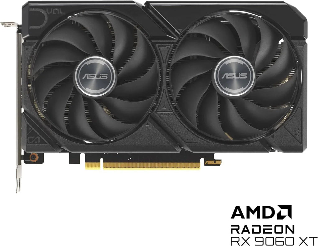 ASUS Dual Radeon RX 9060 XT 16GB GDDR6 – karta graficzna (PCIe 5.0, HDMI 2.1b, DisplayPort 2.1a, gniazdo 2.5, wentylatory osiowe, technologia 0dB)