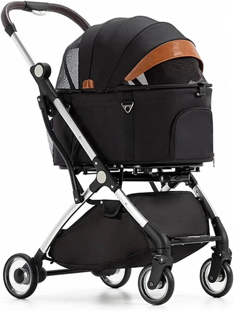 Lekki Składany Wózek Dla Zwierząt Premium Pet Stroller Dla Kotów Psów Oddzielny Wózek Dla Psa Buggy Pushchairs 4 Koła Materiały Podróżne (Color : Gr-ey)