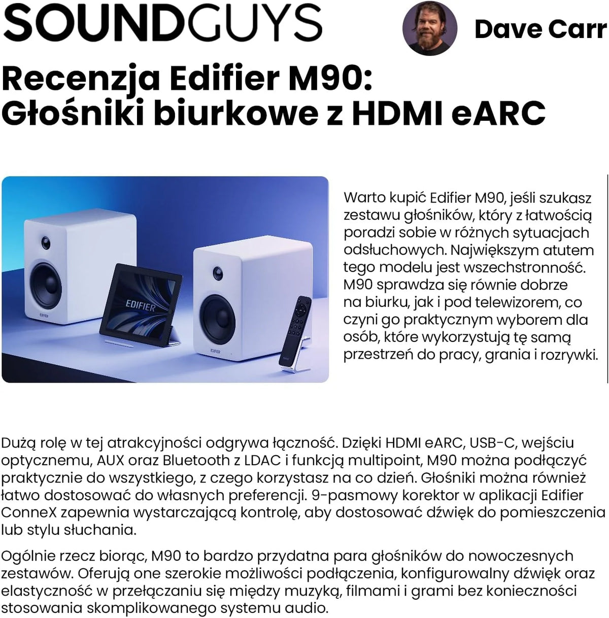 Edifier M90 Głośniki półkowe, 100W RMS Lauta Stacjonarne, Hi-Res Audio, LDAC, Bluetooth 6.0 Lauta Kompaktowe, HDMI eARC/USB-C/AUX Wejście, SUB OUT Lauta Zasilane, Stereokontrolka do TV/PC - biały