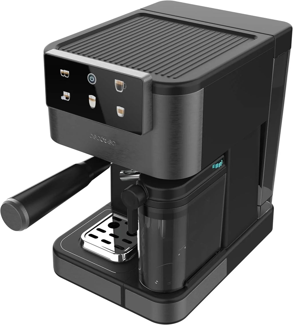 Cecotec Ekspres do kawy z podwójnym wyjściem Power Espresso 20 Barista Cream. 1550 W, 20 prętów, zbiornik na ziarna kawy 250g, młynek z 30 poziomami mielenia, termoblok, zbiornik na wodę 2.5 L