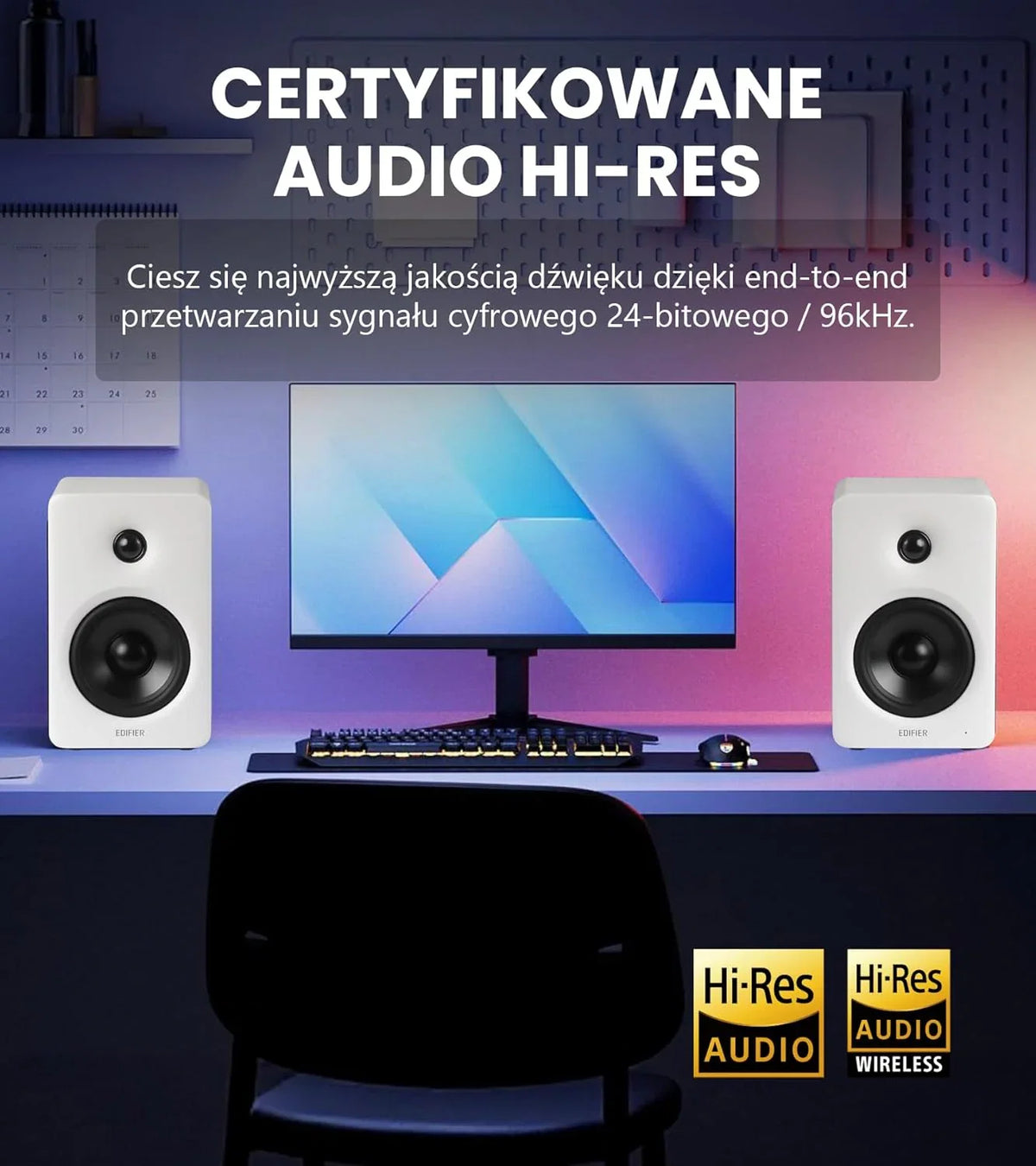 Edifier M90 Głośniki półkowe, 100W RMS Lauta Stacjonarne, Hi-Res Audio, LDAC, Bluetooth 6.0 Lauta Kompaktowe, HDMI eARC/USB-C/AUX Wejście, SUB OUT Lauta Zasilane, Stereokontrolka do TV/PC - biały