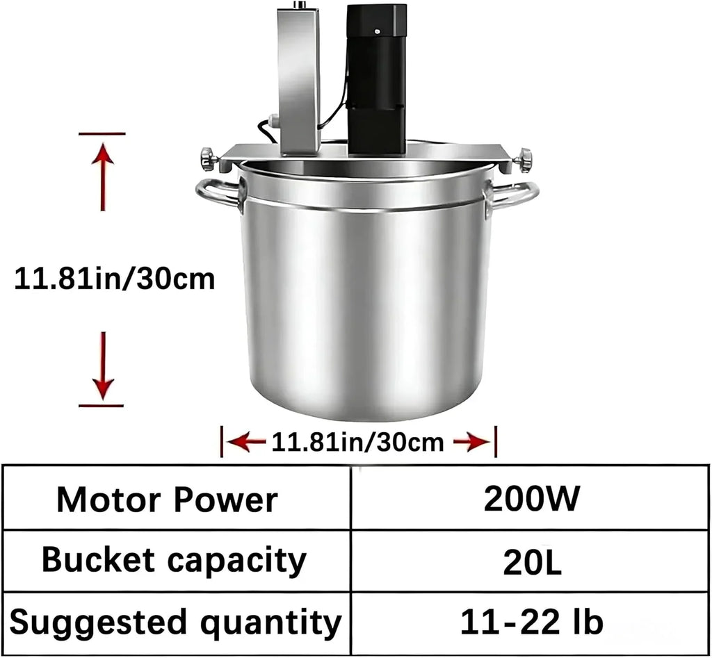 Automatyczny Mikser Kuchenny, Komercyjny, Regulowany Prędkość, Stabilny Skrobak, Silnik z Czystej Miedzi 200 W, Stal Nierdzewna 304 Stal Nierdzewna,Do Użytku Komercyjnego/Kuchennego. 20L
