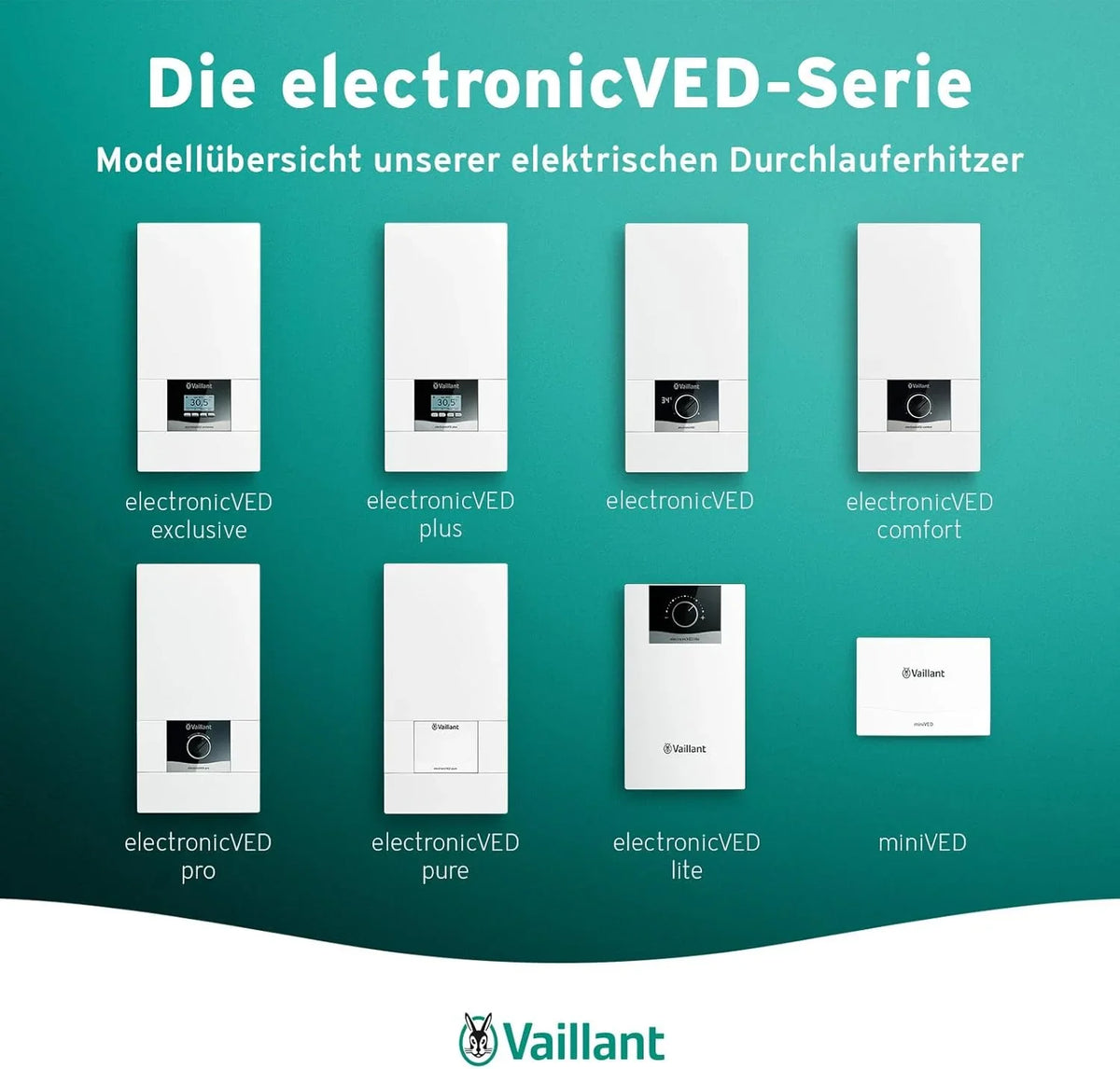 Vaillant Ved E 21/8 Podgrzewacz Wody, Biały/Czarny, 9,9 cm x 48,1 cm x 24 cm
