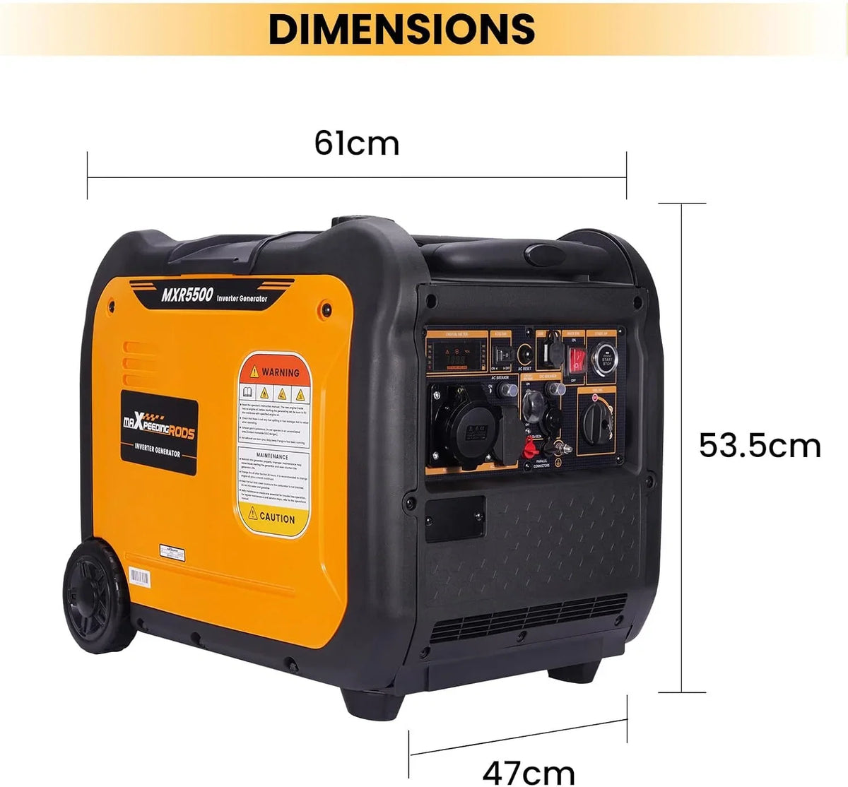 maXpeedingrods Inwertorowy generator prądu 5500 W, benzynowy, 4-suwowy z USB i gniazdami 230 V, super cichy i lekki jako awaryjny agregat prądotwórczy do przyczep kempingowych, lodówek