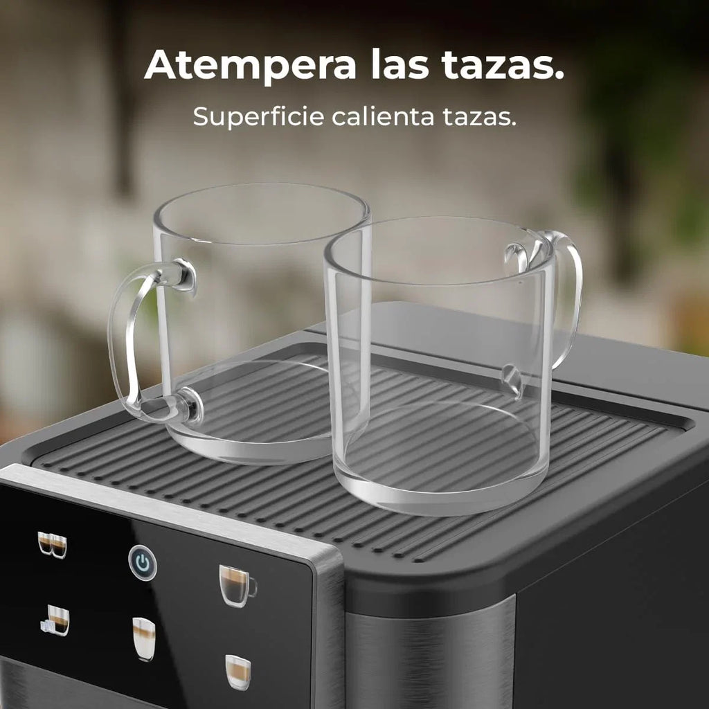 Cecotec Ekspres do kawy z podwójnym wyjściem Power Espresso 20 Barista Cream. 1550 W, 20 prętów, zbiornik na ziarna kawy 250g, młynek z 30 poziomami mielenia, termoblok, zbiornik na wodę 2.5 L