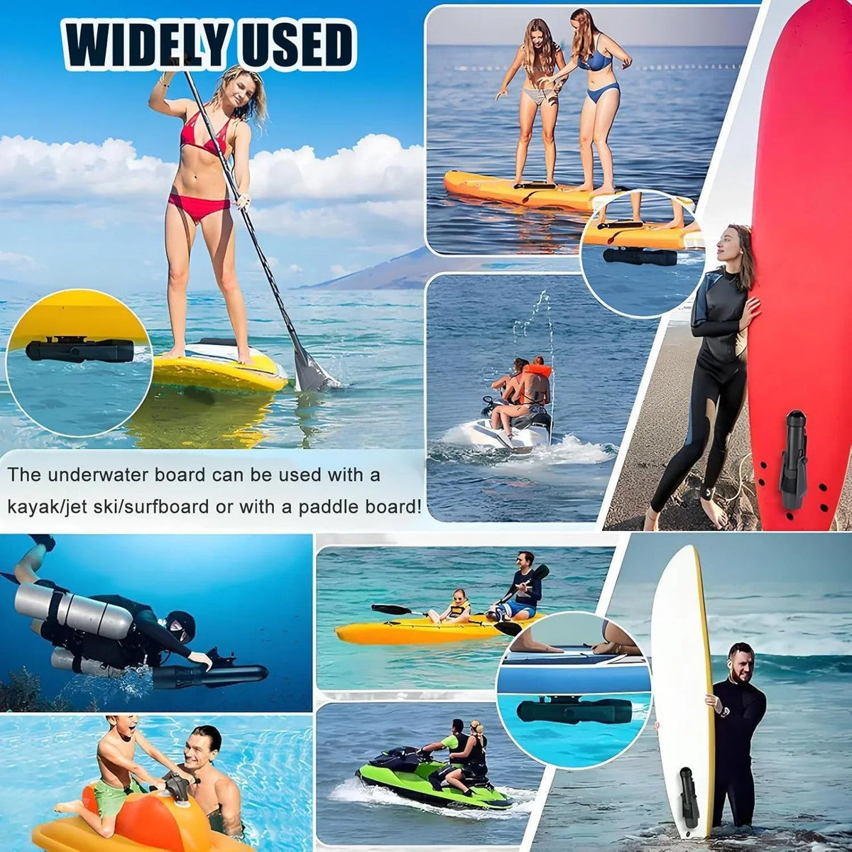 Elektryczny Skuter Podwodny 500 W,Skuter Do Nurkowania I Snorkelingu Na Głębokość 40 M,Silnik Bezszczotkowy,Prędkość 3-7 Km/H, Zasięg 120 Minut | Skuter Wodny Do Basenu, Morski 10000mAh