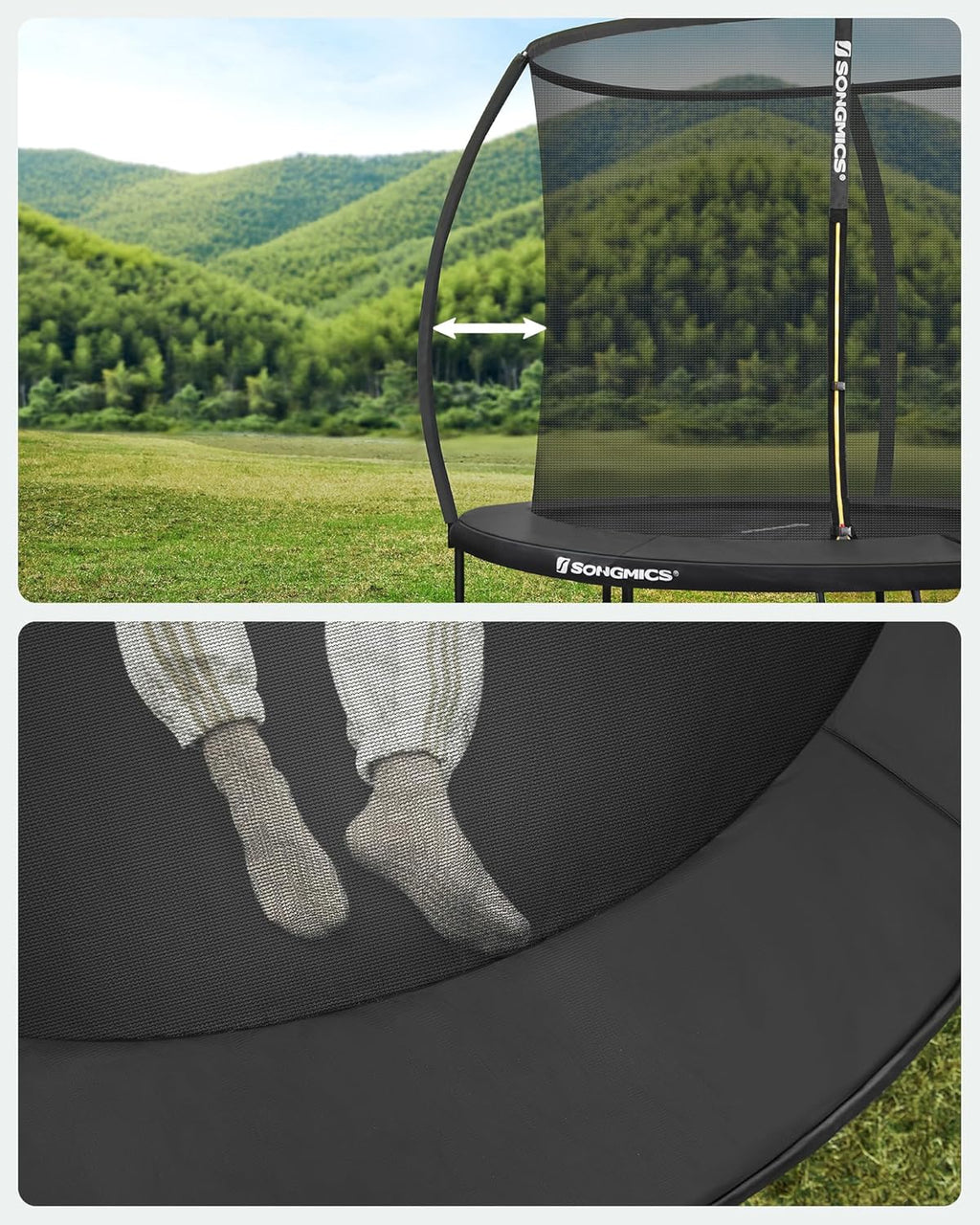 SONGMICS Trampolina dziecięca, siatka ochronna, poduszki bezpieczeństwa, drabina, stalowa rama